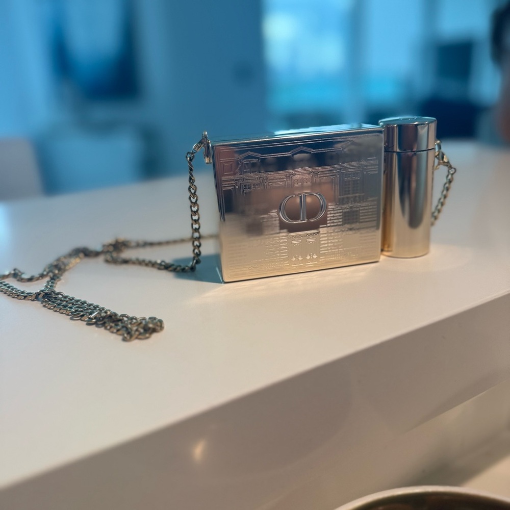 Dior Gold Chain Clutch and Lipstick Holder